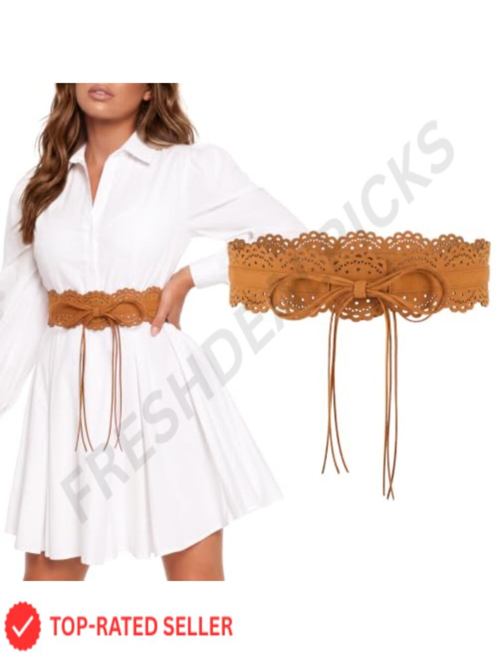 Faux Suede Wide Obi Belt Adjustable Wrap Waist Tie for Boho Dresses